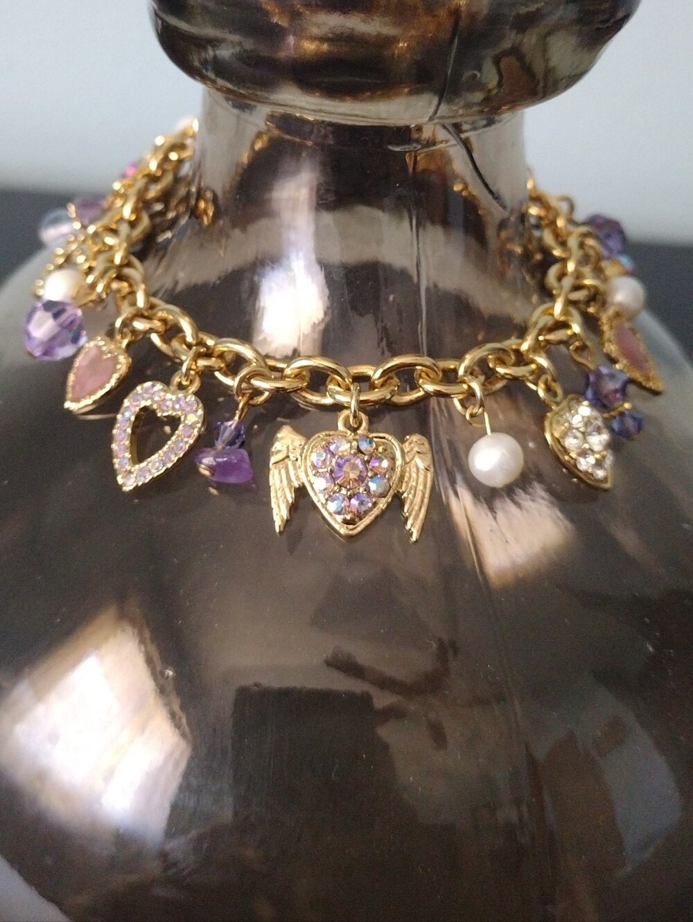 Kirks Folly Hearts Gold-Plated Charm Bracelet